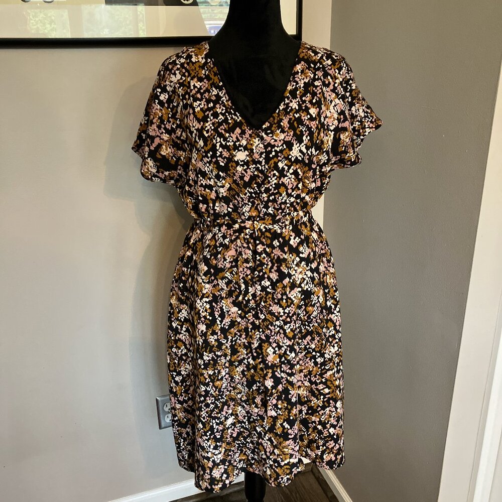 Anthropologie Superfoxx knee length short sleeve floral cottage boho dress sz xs